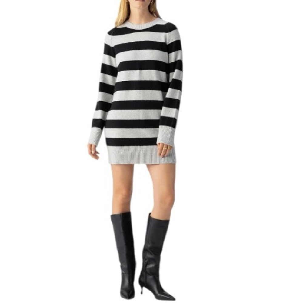 Sanctuary So Soft Sweater Dress Heather Gray/Black Stripes in Size XL